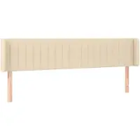 vidaXL Hoofdbord met randen 163x16x78/88 cm stof crèmekleurig