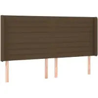 vidaXL Hoofdbord met randen 203x16x118/128 cm stof donkerbruin