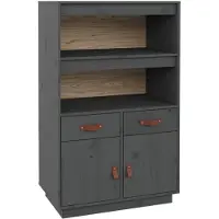 vidaXL Hoge kast 67x40x108,5 cm massief grenenhout grijs