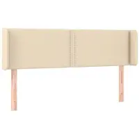 vidaXL Hoofdbord met randen 147x16x78/88 cm stof crèmekleurig