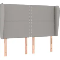 vidaXL Hoofdbord met randen 147x23x118/128 cm stof lichtgrijs