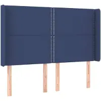 vidaXL Hoofdbord met randen 147x16x118/128 cm stof blauw