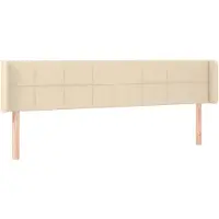 vidaXL Hoofdbord met randen 203x16x78/88 cm stof crèmekleurig