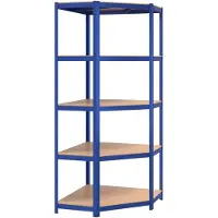 vidaXL Hoekrek 5-laags staal en bewerkt hout blauw