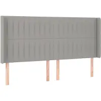 vidaXL Hoofdbord met randen 203x16x118/128 cm stof lichtgrijs