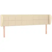 vidaXL Hoofdbord met randen 183x23x78/88 cm stof crèmekleurig