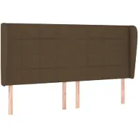 vidaXL Hoofdbord met randen 203x23x118/128 cm stof donkerbruin