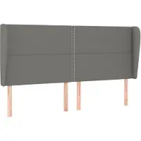 vidaXL Hoofdbord met randen 203x23x118/128 cm stof donkergrijs