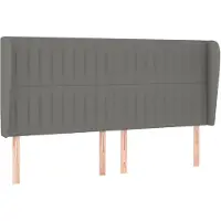 vidaXL Hoofdbord met randen 183x23x118/128 cm stof donkergrijs