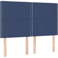 vidaXL Hoofdbord blauw 144x5x118/128 cm stof
