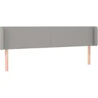 vidaXL Hoofdbord met randen 203x16x78/88 cm stof lichtgrijs