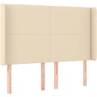 vidaXL Hoofdbord met randen 147x16x118/128 cm stof crèmekleurig