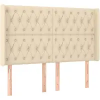 vidaXL Hoofdbord met randen 147x16x118/128 cm stof crèmekleurig