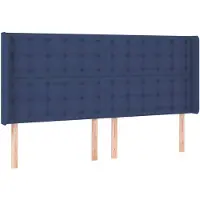 vidaXL Hoofdbord met randen 203x16x118/128 cm stof blauw