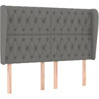 vidaXL Hoofdbord met randen 163x23x118/128 cm stof donkergrijs