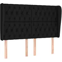 vidaXL Hoofdbord met randen 163x23x118/128 cm stof zwart