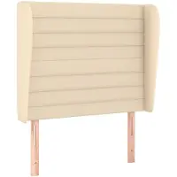 vidaXL Hoofdbord met randen 83x23x118/128 cm stof crèmekleurig