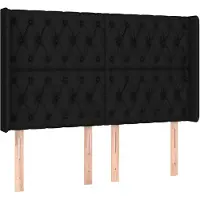 vidaXL Hoofdbord met randen 147x16x118/128 cm stof zwart