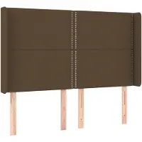 vidaXL Hoofdbord met randen 147x16x118/128 cm stof donkerbruin