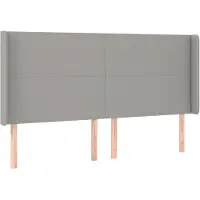 vidaXL Hoofdbord met randen 203x16x118/128 cm stof lichtgrijs