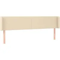 vidaXL Hoofdbord met randen 203x16x78/88 cm stof crèmekleurig