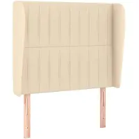 vidaXL Hoofdbord met randen 103x23x118/128 cm stof crèmekleurig