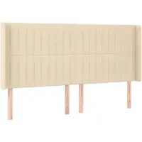 vidaXL Hoofdbord met randen 203x16x118/128 cm stof crèmekleurig