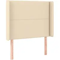 vidaXL Hoofdbord met randen 103x16x118/128 cm stof crèmekleurig