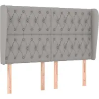 vidaXL Hoofdbord met randen 147x23x118/128 cm stof lichtgrijs