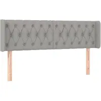 vidaXL Hoofdbord met randen 147x16x78/88 cm stof lichtgrijs