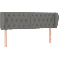 vidaXL Hoofdbord met randen 147x23x78/88 cm stof donkergrijs