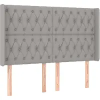 vidaXL Hoofdbord met randen 163x16x118/128 cm stof lichtgrijs