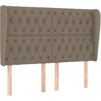 vidaXL Hoofdbord met randen 147x23x118/128 cm stof taupe