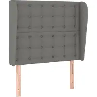 vidaXL Hoofdbord met randen 93x23x118/128 cm stof donkergrijs