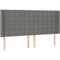 vidaXL Hoofdbord met randen 163x16x118/128 cm stof donkergrijs