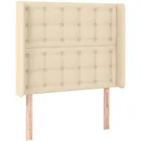 vidaXL Hoofdbord met randen 103x16x118/128 cm stof crèmekleurig