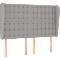 vidaXL Hoofdbord met randen 147x23x118/128 cm stof lichtgrijs