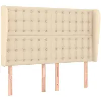 vidaXL Hoofdbord met randen 147x23x118/128 cm stof crèmekleurig