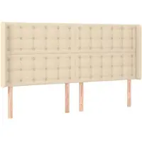 vidaXL Hoofdbord met randen 163x16x118/128 cm stof crèmekleurig