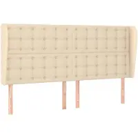 vidaXL Hoofdbord met randen 203x23x118/128 cm stof crèmekleurig