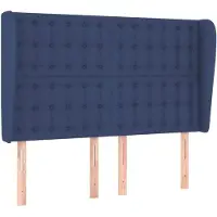 vidaXL Hoofdbord met randen 147x23x118/128 cm stof blauw