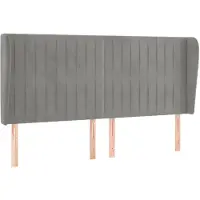 vidaXL Hoofdbord met randen 183x23x118/128 cm fluweel lichtgrijs