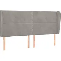 vidaXL Hoofdbord met randen 203x23x118/128 cm fluweel lichtgrijs