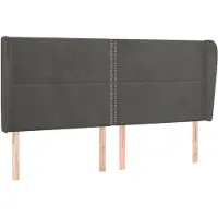 vidaXL Hoofdbord met randen 203x23x118/128 cm fluweel donkergrijs
