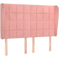 vidaXL Hoofdbord met randen 147x23x118/128 cm fluweel roze
