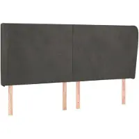 vidaXL Hoofdbord met randen 203x23x118/128 cm fluweel donkergrijs