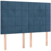 vidaXL Hoofdbord donkerblauw 144x5x118/128 cm fluweel