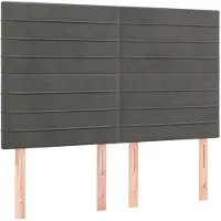 vidaXL Hoofdbord donkergrijs 144x5x118/128 cm Fluweel
