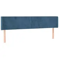 vidaXL Hoofdbord met randen 183x16x78/88 cm fluweel donkerblauw