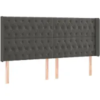 vidaXL Hoofdbord met randen 183x16x118/128 cm fluweel donkergrijs